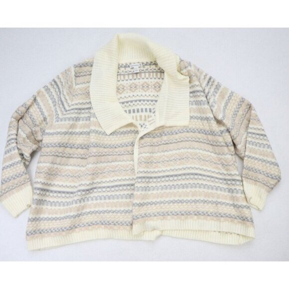 Croft & Barrow Women's Sweater Size 3X Beige & Gray Open Cardigan - Picture 1 of 12